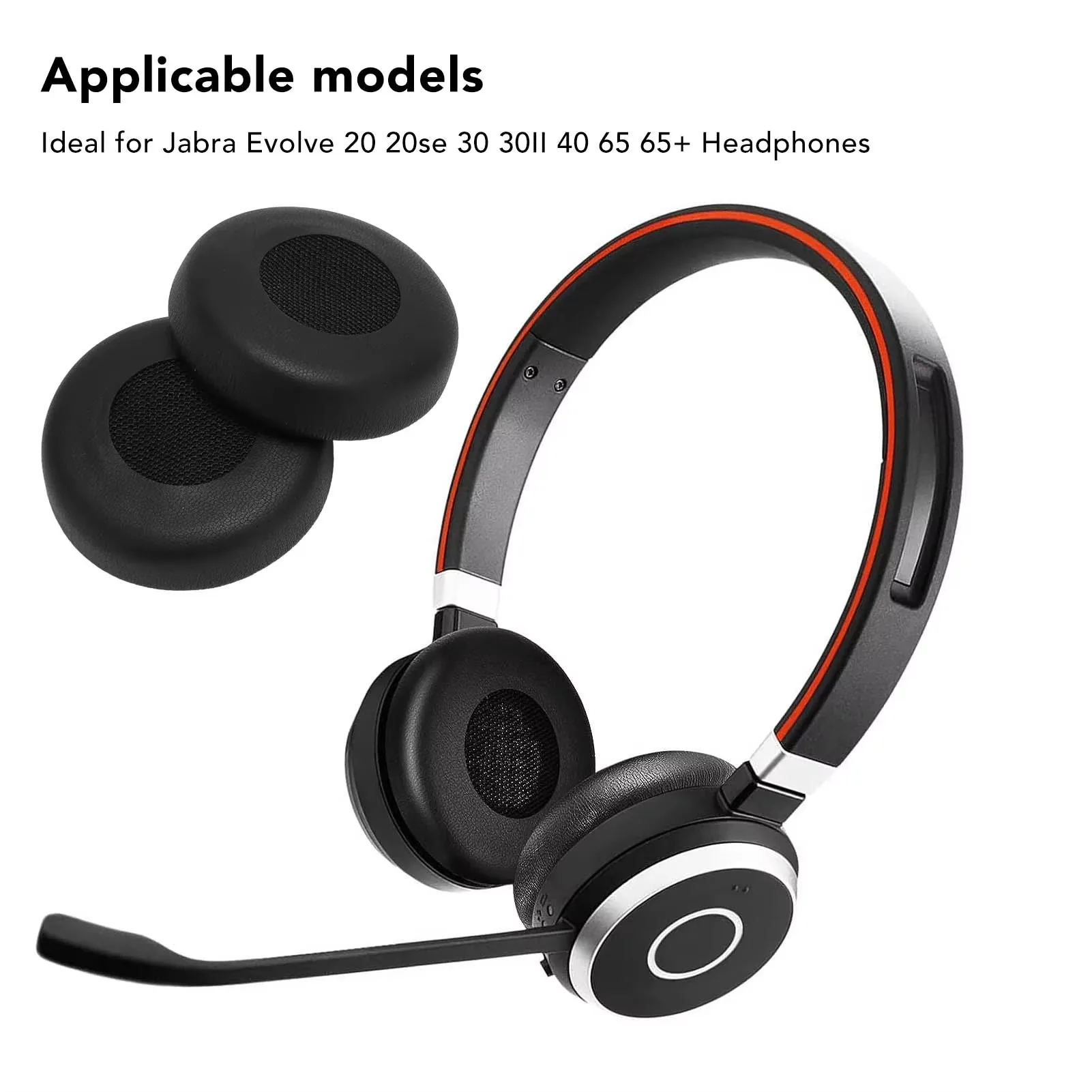 وسادات أذن بديلة من الجلد البروتيني الاحترافي وسائد أذن لـ Jabra Evolve 20 20se 30 30II 40 65 65+