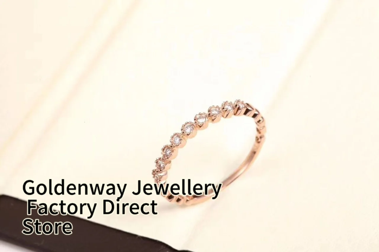 

Certificated 18K Real Rose Gold 0.11ct Natural Diamond Elegant Minimalist Ring Luxury Lightweight Bespoke High Fine Jewelry