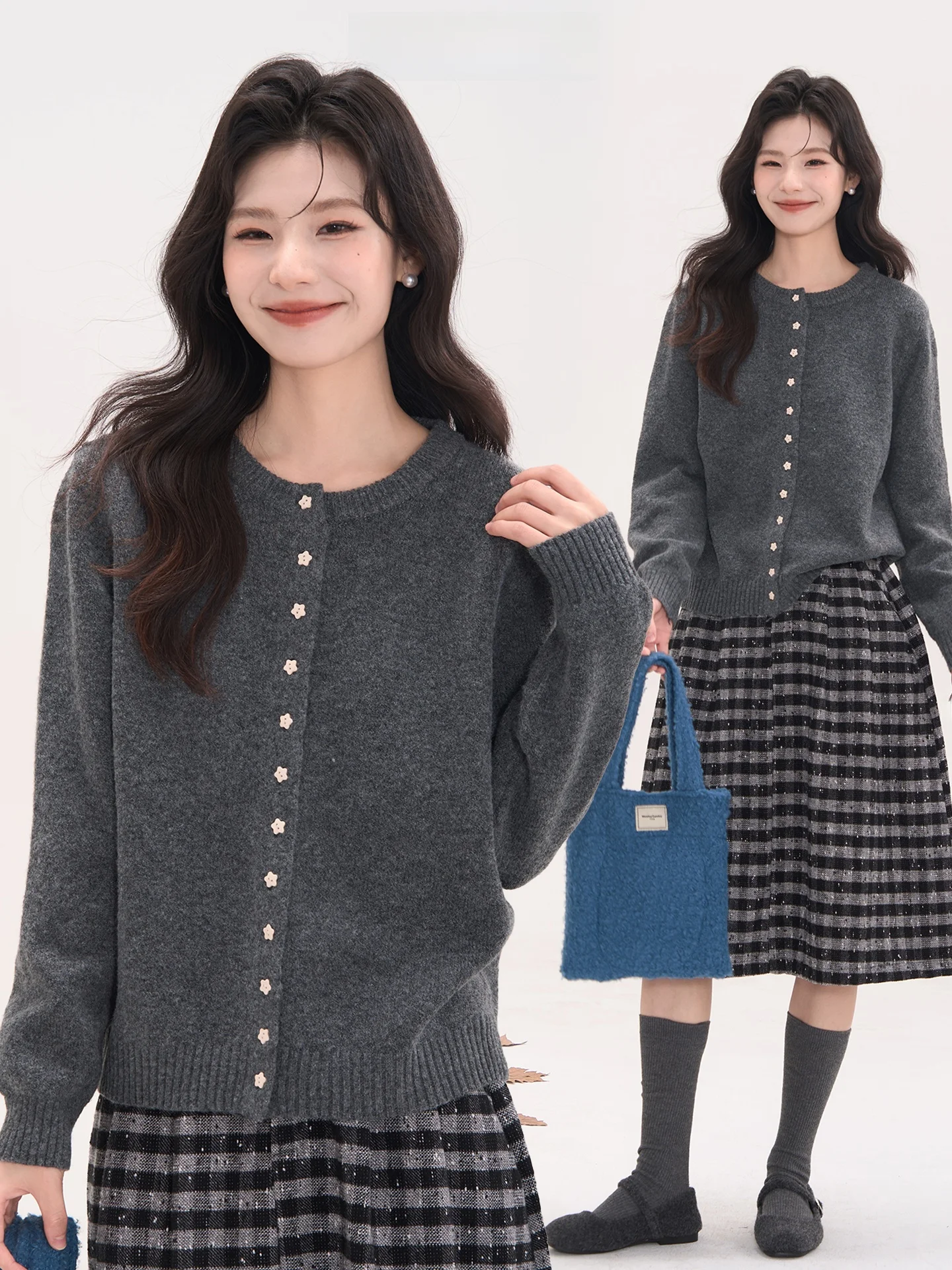 

Winter Knitted Sweater Women round Ne Open Cardigan Star Patterned Fce Thiened Long Sve Casual Top by Heme