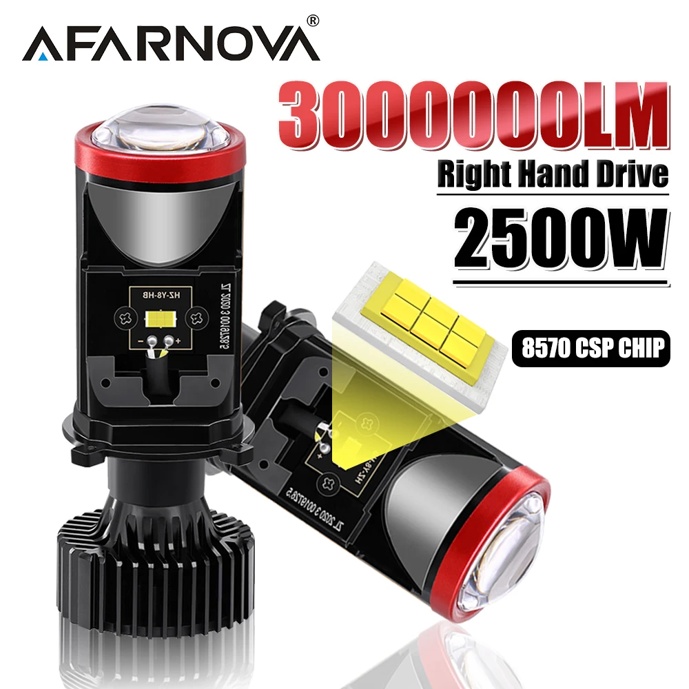 

H4 Led Projector Headlight Bulb Right Hand Drive Canbus 2500W 3000000LM 6000K White Hi/Low Light H4Apply For Car&Motorcycle IP68