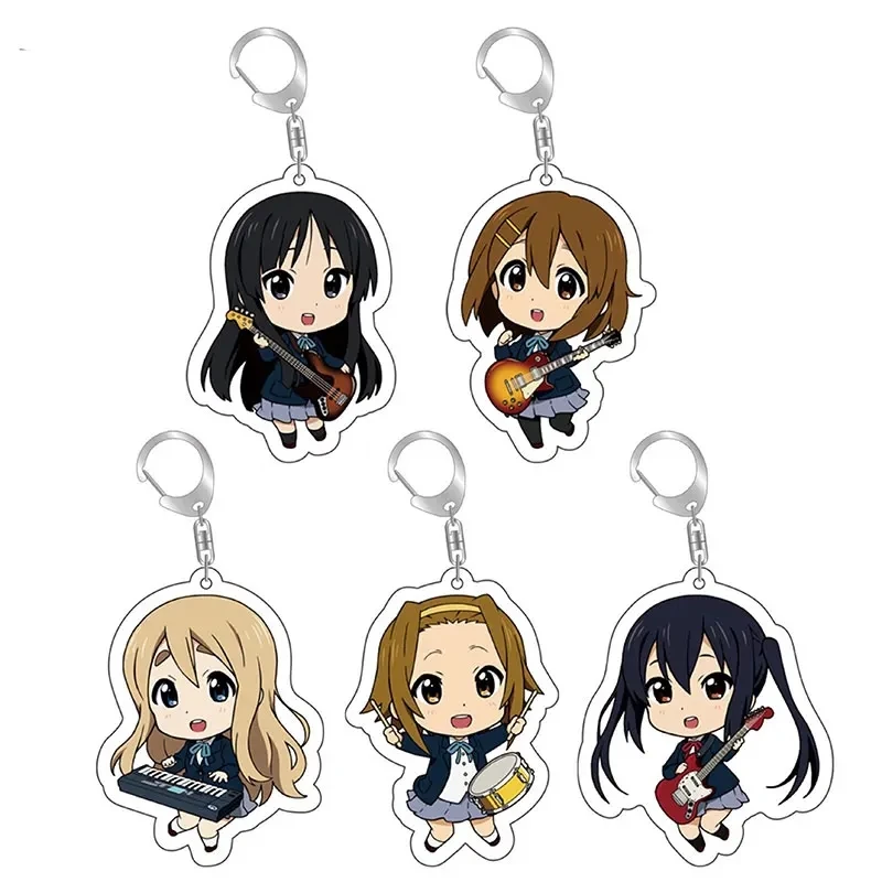 K-ON! Anime Figures Acrylic Keychain Hirasawa Yui Mio Tainaka Ritsu Kotobuki Tsumugi Nakano Azusa Keyring Charm Accessories Gift