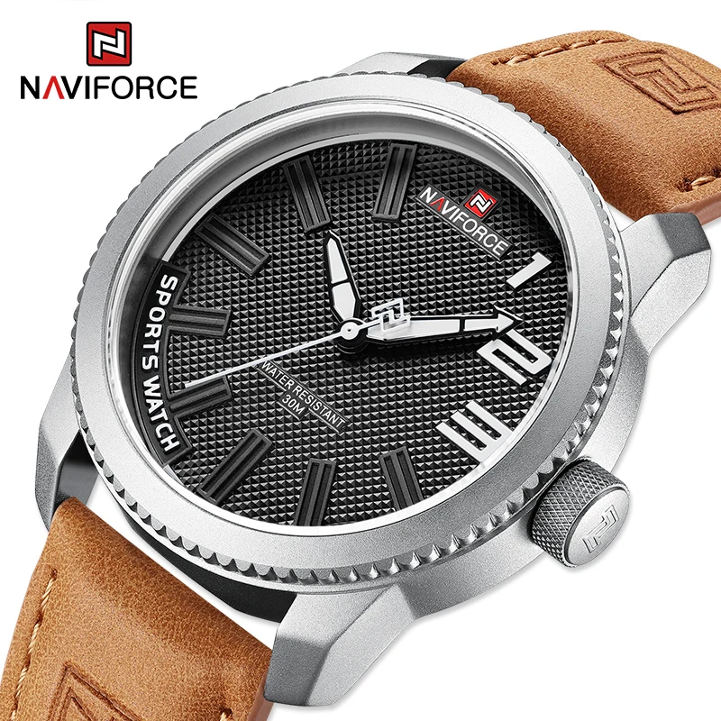 

NAVIFORCE Fashion Brand New Style Men Quartz Watch Waterproof Wristwatch Military Sports Leather Watches Mens 2022 Relogios