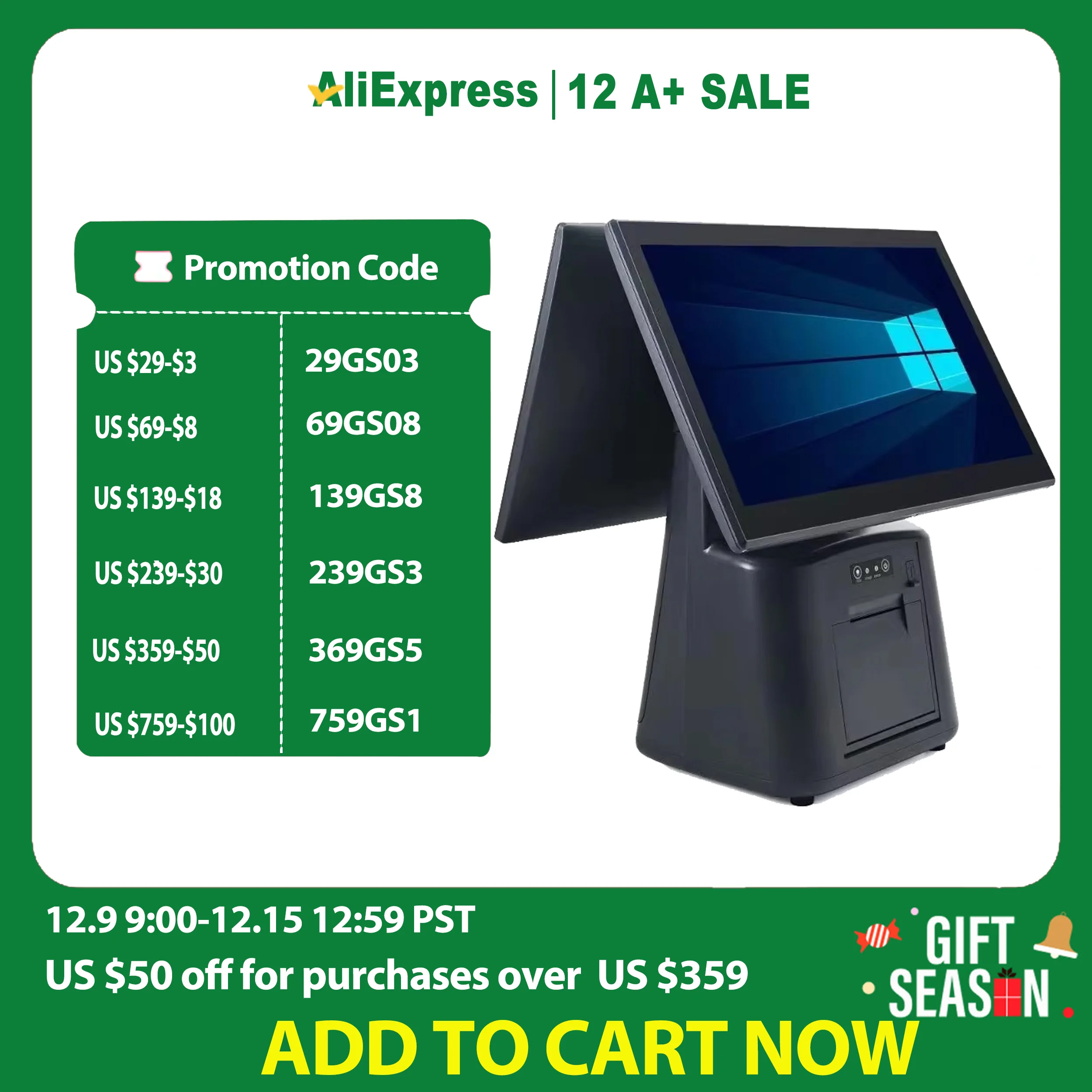 Durable 15.6 Inch Windows POS System, i3/i5 Win10 Touch Screen Cash Register, 58/80mm Thermal Printer Foodcourt Payment Terminal