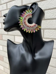 New Trend Rhinestone Geometric Dangle Earrings For Women Castle Party Luxury Jewelry Women's Charm Statement Earrings (6)