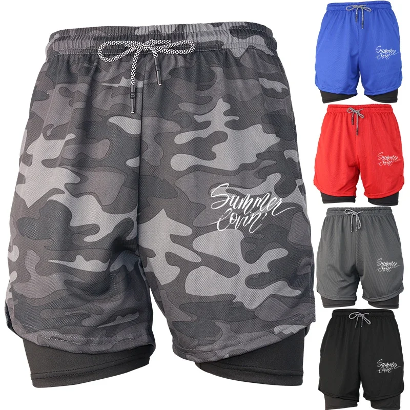 

Мужские спортивные шорты с принтом паука 2 в 1, компрессионные повседневные спортивные шорты для бега и тренировок в тренажерном зале