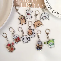 2pc Cute Acrylic Cartoon Dog Key Chain Car KeyRing Bag Pendant Art Course Souvenir Women Child Party Favors Gift for Lover
