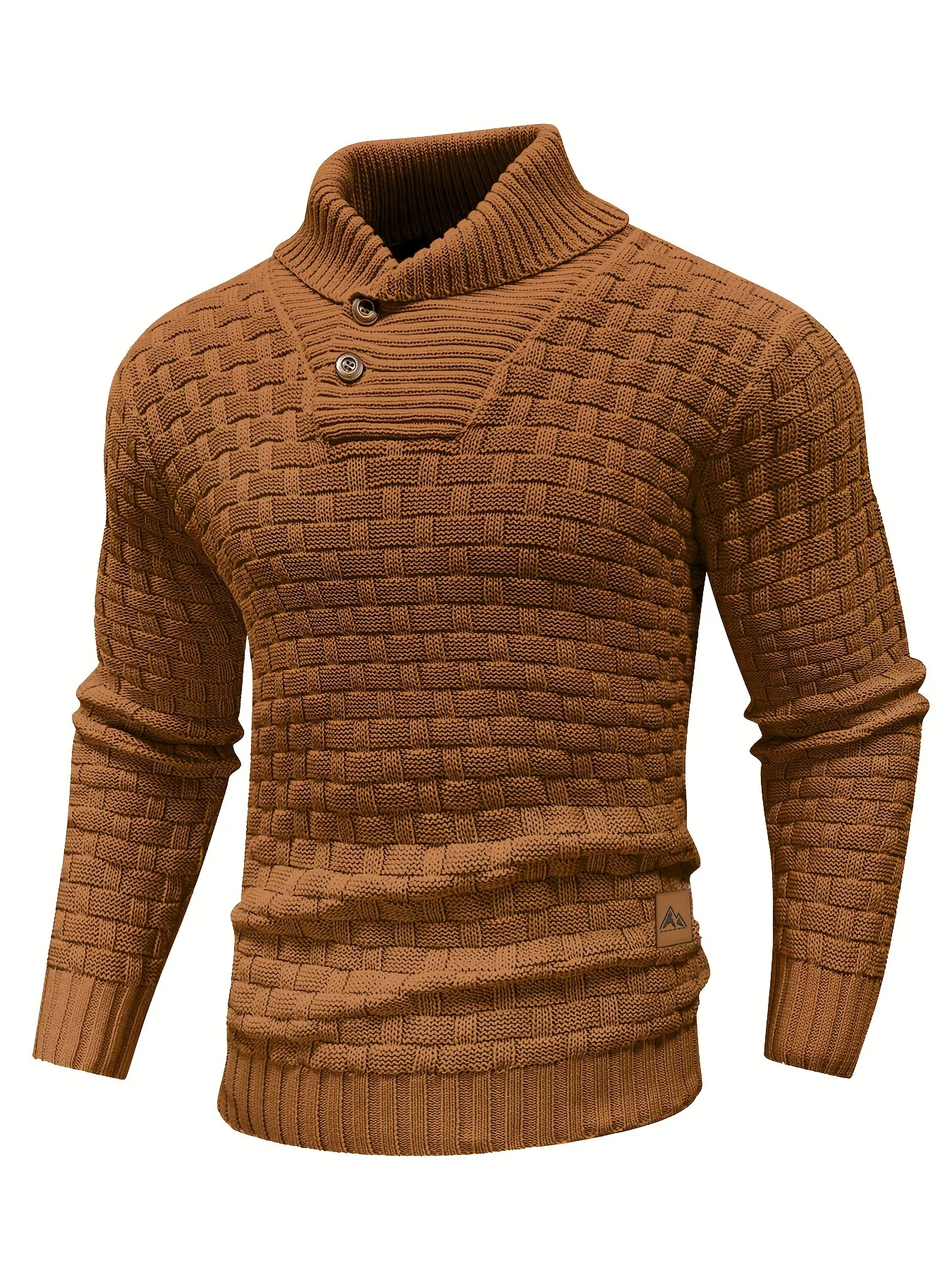 

Men's casual waffle plaid high-stretch sweater, fashionable mature autumn and winter pullover