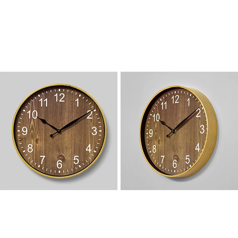 LALA Silent Wood Grain Wall Clock, 3D Retro Wall Clock For Fashion/Living Room Decoration, 12 Inches