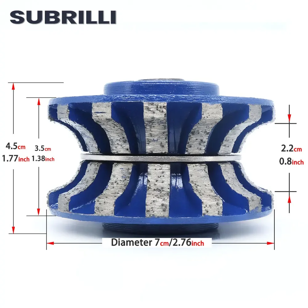 SUBRILLI V20 Diamond Grinding Disc Hand Profile Wheel Full Bull Nose Metal Segments Bond Router Bit Grinding Disc M8 M10