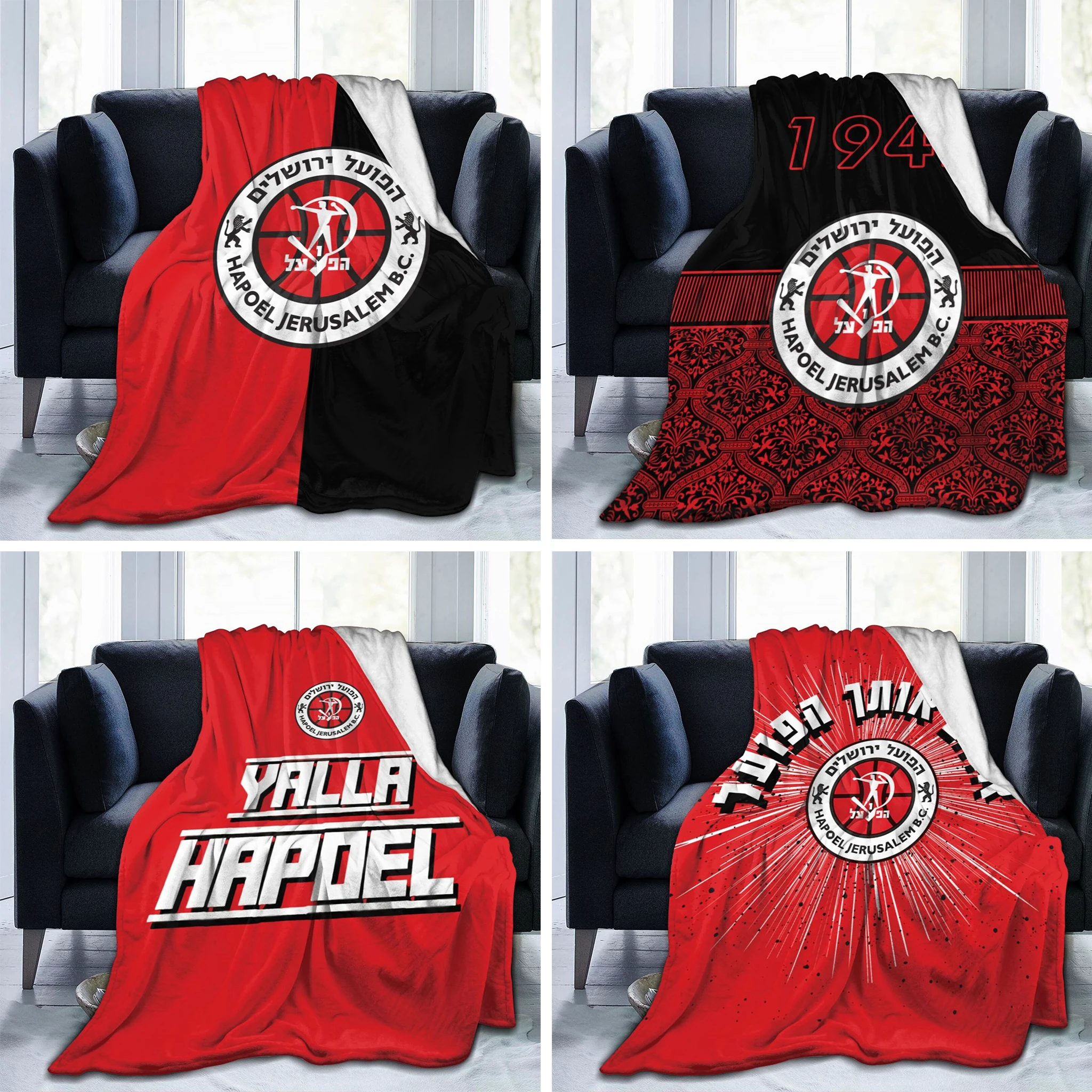 3D Print Hapoel Jerusalem Flannel Throw Blanket Warm Bed Blanket for Travelling Camping Living Room Sofa Bedroom Decor Gifts