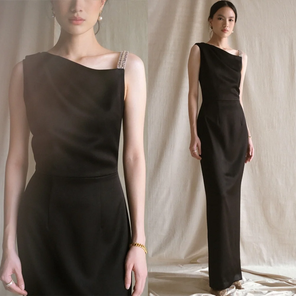 

Customized Formal Black Jersey Evening Dresses Classic One Shoulder Sleeveless Homecoming Dresses Modern Special Occasion Gowns