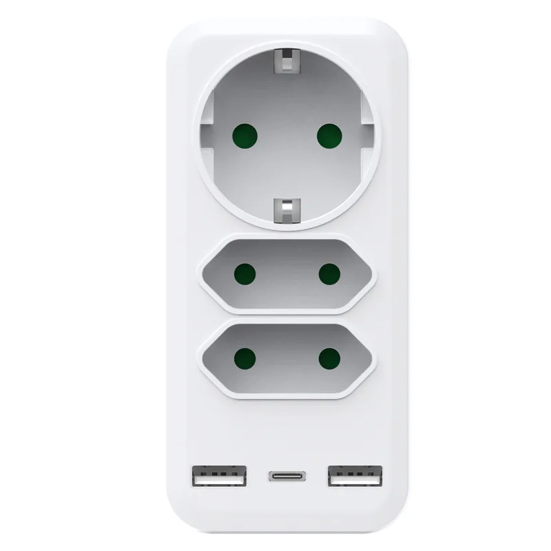 KR Plug Adapter EU Socket AC Outlet USB Charging Ports Euro Extension Power Strip Power Adapter Converter Wall Socket