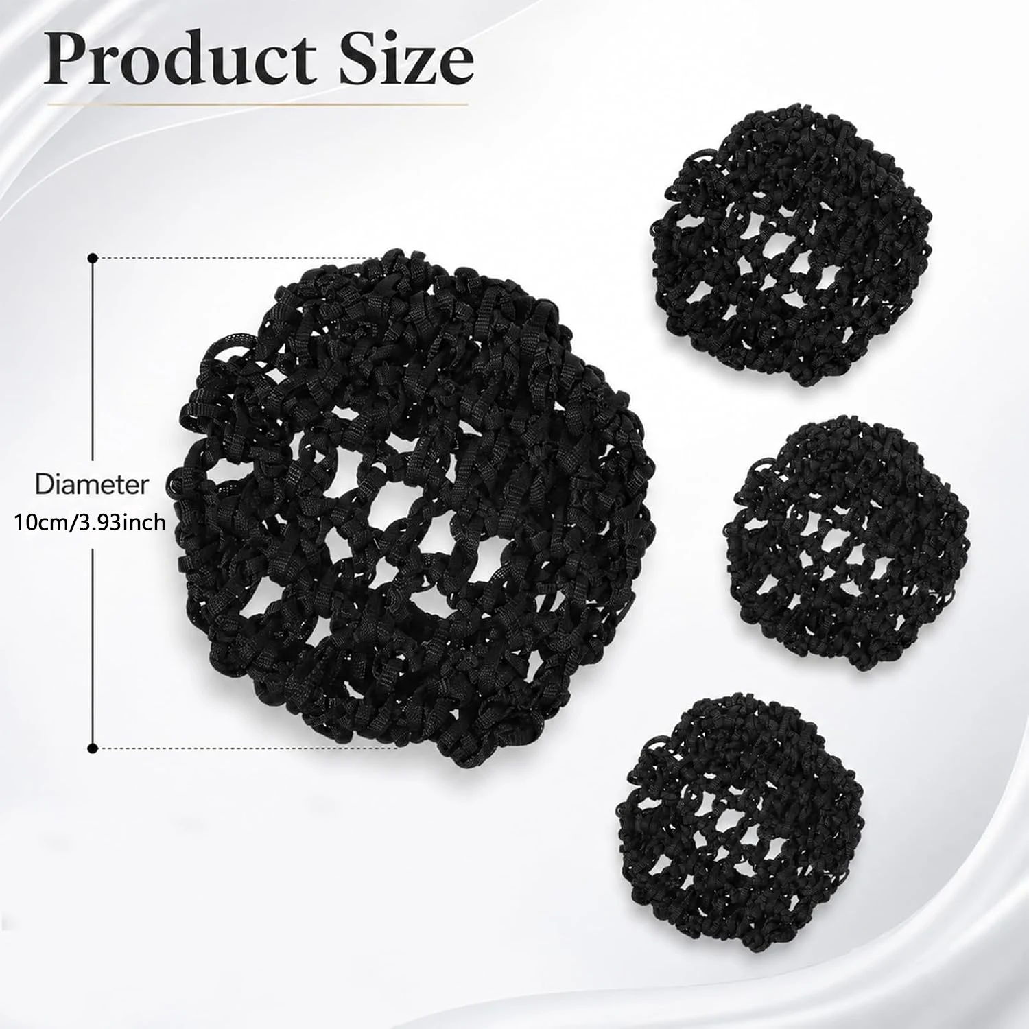 3Pcs Hair Nets Invisible Knit Hairnets, Elastic Women Hair Nets Handmade Crochet Bun Cover Hair Accessories for SkatingBallet