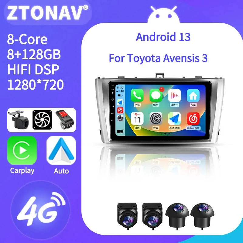 

Carplay Car Stereo For Toyota Avensis 3 2008 2009 2010 2011 - 2015 Android Radio Player Headunit Carplay Auto Support 360 Camera
