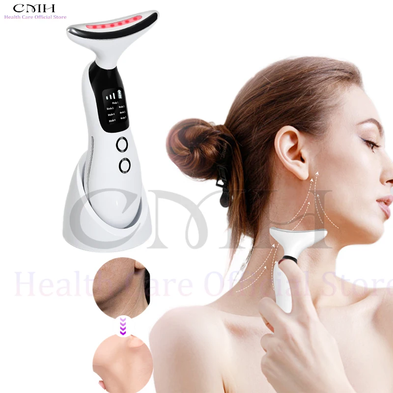 

CMH HY83 Red Light Face & Neck Beauty Device Facial Massager Tool with LED & Vibration for Skin Revitalization and Neck Firming