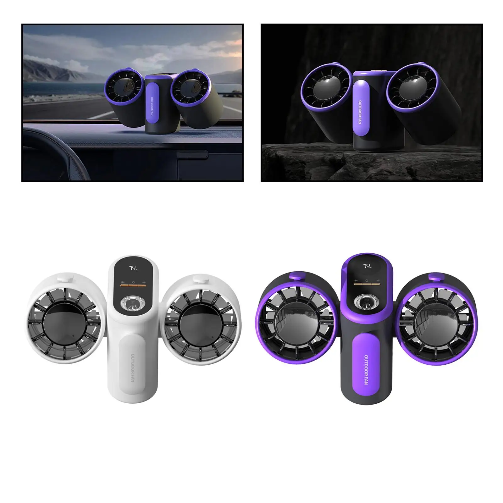 Portable Waist Clip Fan Cooling Fan Dual Head Rechargeable 3 Adjustable Speed for Outdoor Activities Lightweight Versatile