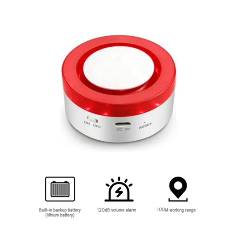 Tuya Smart Home Security Siren Alarme, Flash Horn, grandes sons para ladrão, Alexa, Plug UE, fácil de usar, 100DB