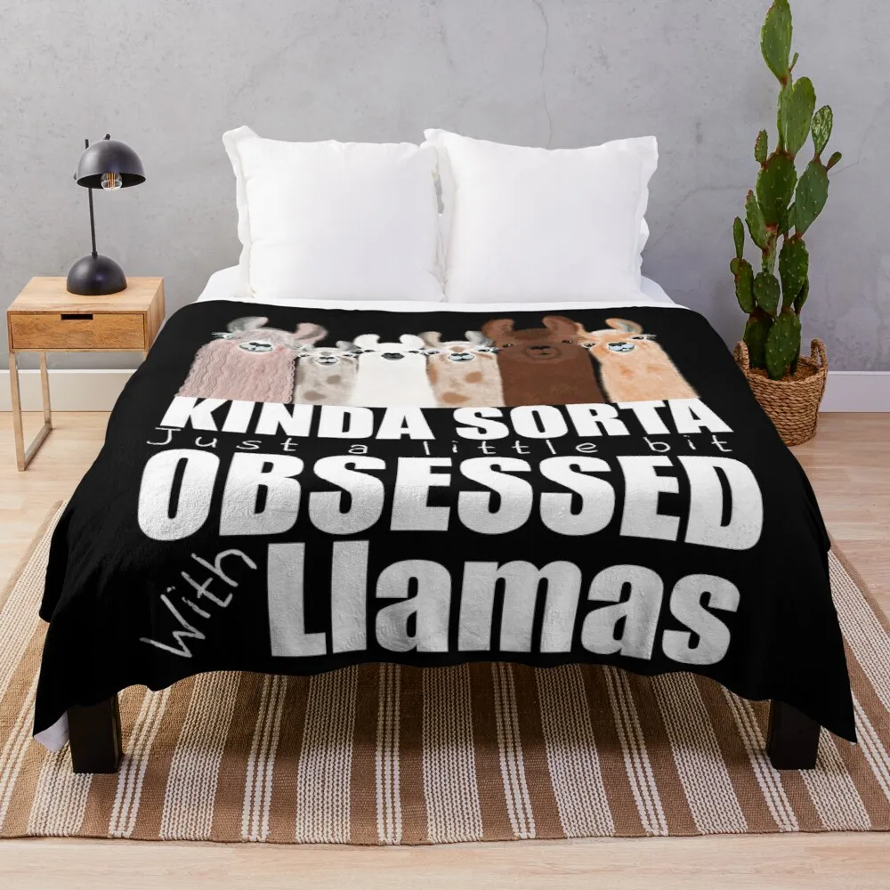 

Obsessed with llamas just a little bit Throw Blanket Retro Blankets Thermal Blanket