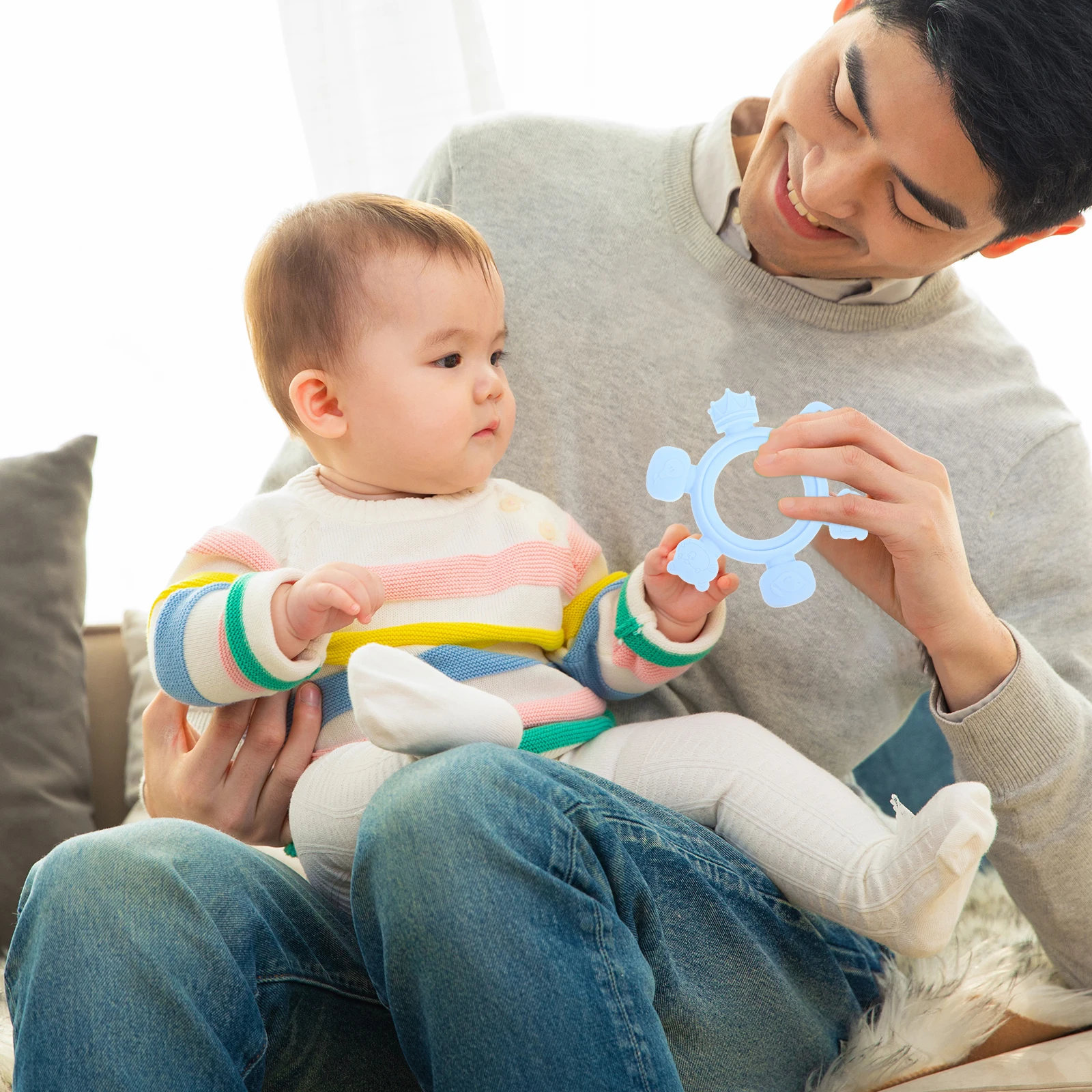 Baby-Beißringe aus Silikon für Säuglinge für 6-monatige Kleinkinder, einfacher Griff, sensorische Entwicklung für Babys von 6–12 Jahren