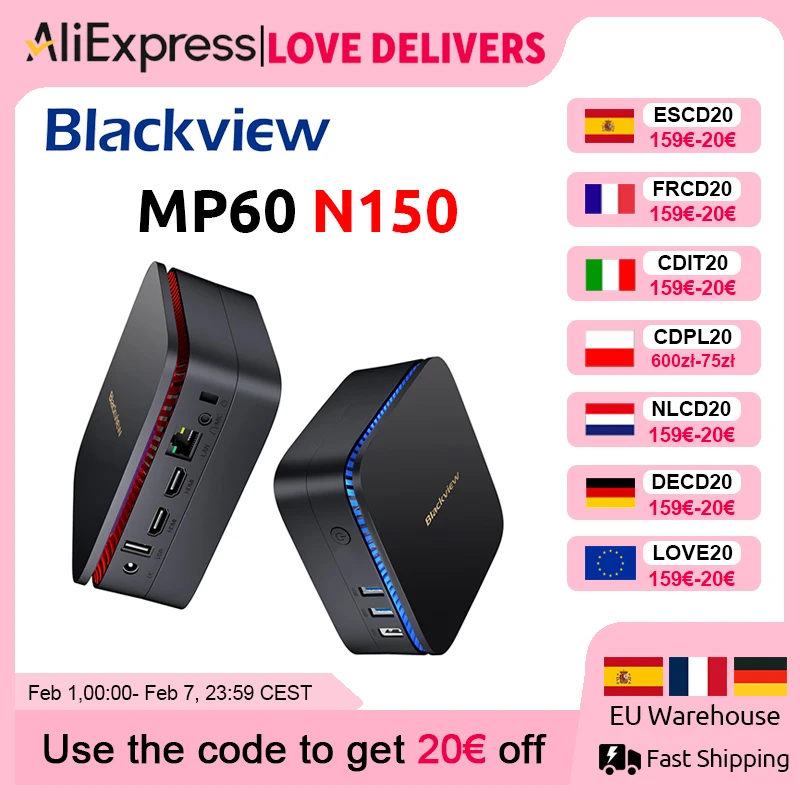 [Wereldpremière] Blackview Mp60 Nieuwe Mini Pc Windows 11 Pc Intel N150 16Gb 512Gb Ssd 4K Hd Doble Hdmi Dual-Band 2.4G