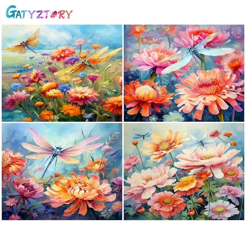 

GATYZTORY Paint By Numbers Hand Painted Home Decor Kits Drawing Canvas DIY Oil Coloring Painting Flower Pictures By Numbers