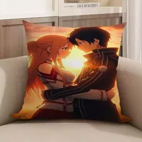 Anime Sword Art Online Kirito Asuna Pillow Cover Sofa Cushion Cover Home Room Decoration Children Gift