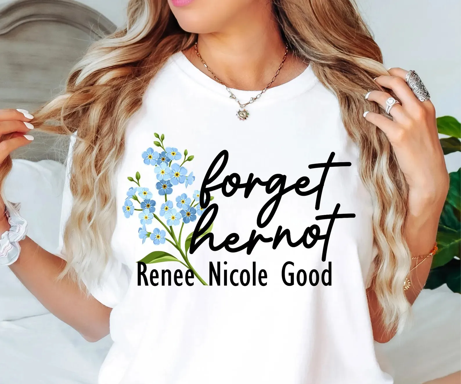 Forget Her Not Memorial Shirt Renee Nicole Good, Floral Awareness Shirt