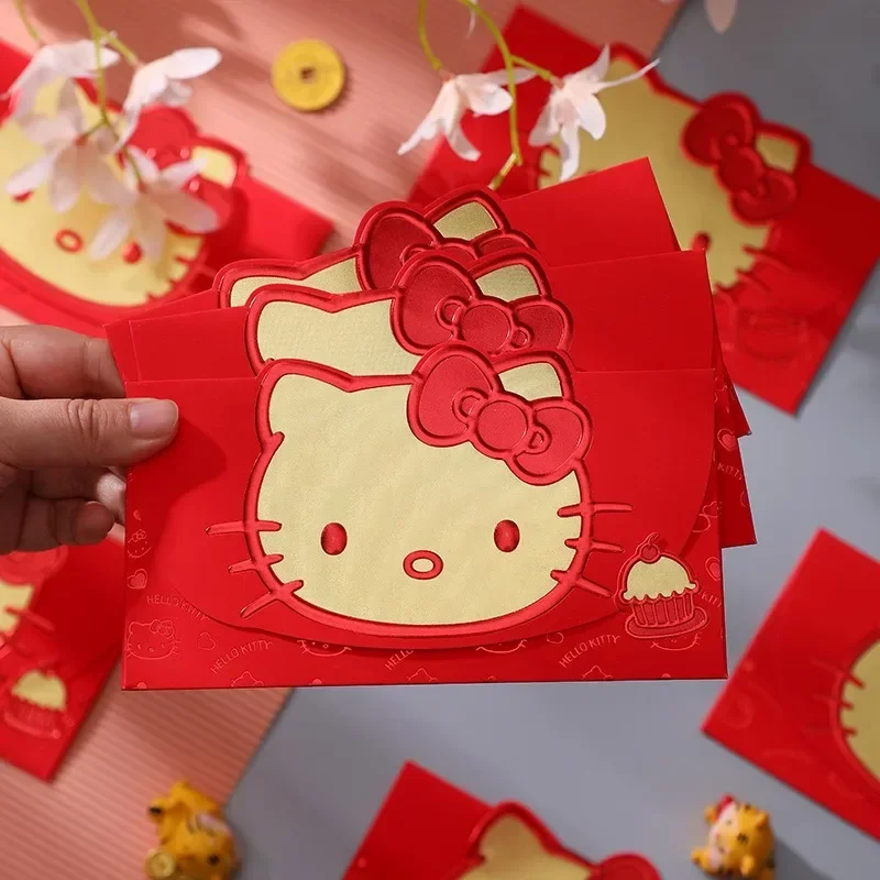 12pcs Sanrio Hello Kitty Red Packet New Year Wedding Halloween Christmas Cash Gift Red Envelope Birthday Party Cute Red Envelope