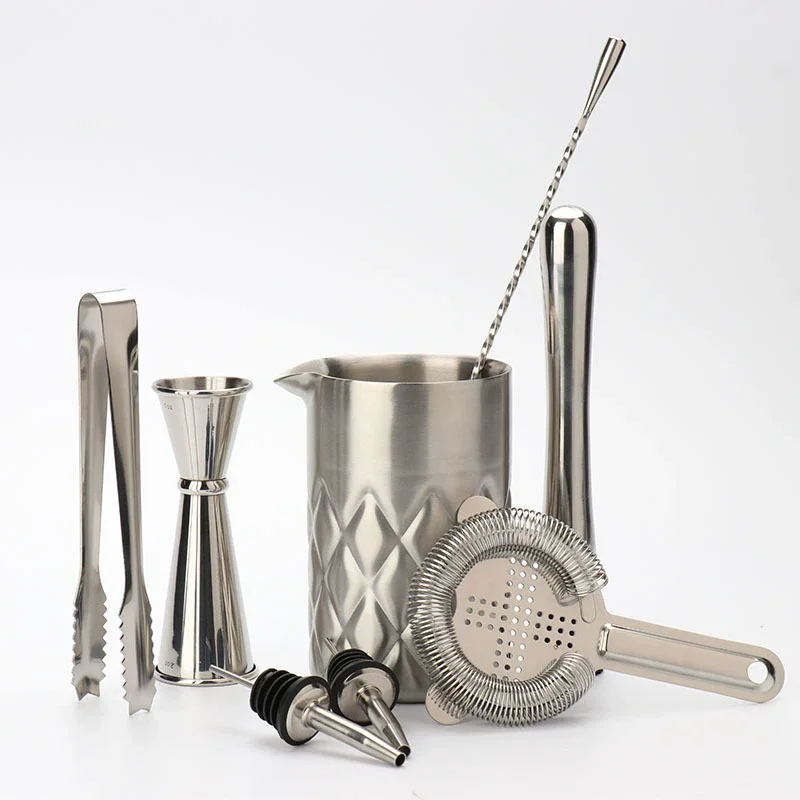 

Wooden Stand Bar Cocktail Shaker Set Barware Tools Shaker Sets with Wooden Rack