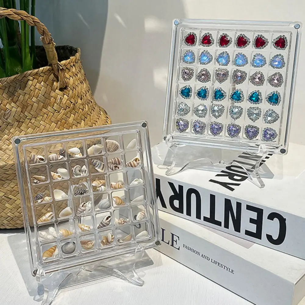 

Акриловая магнитная витрина в виде ракушек, штабелируемая коробка для хранения ракушек с 36 сетками, прозрачная многофункциональная коробка для сбора бусин, ювелирные изделия