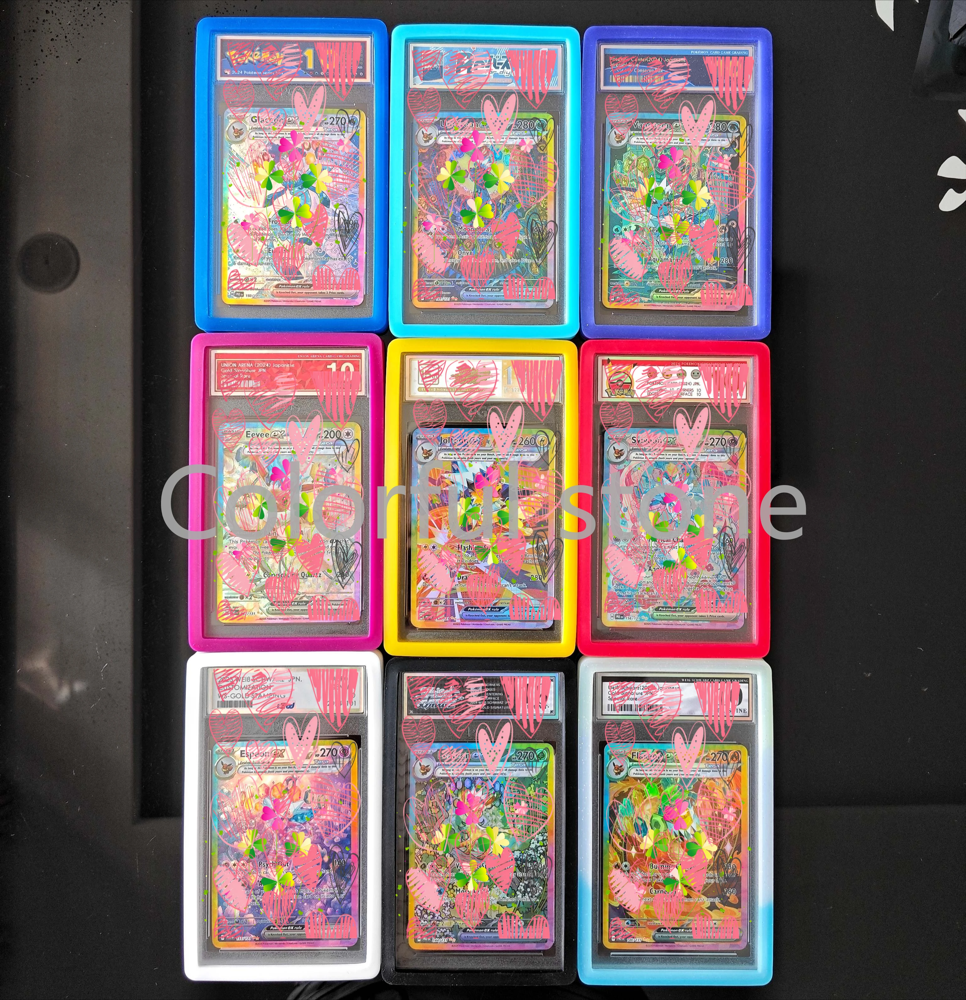 

PTCG Pokemon Рейтинг Коробка для карт Силиконовая мягкая резина Цветной защитный корпус Уникальная этикетка Eeveelution Титановый кристалл Набор карт Подарок