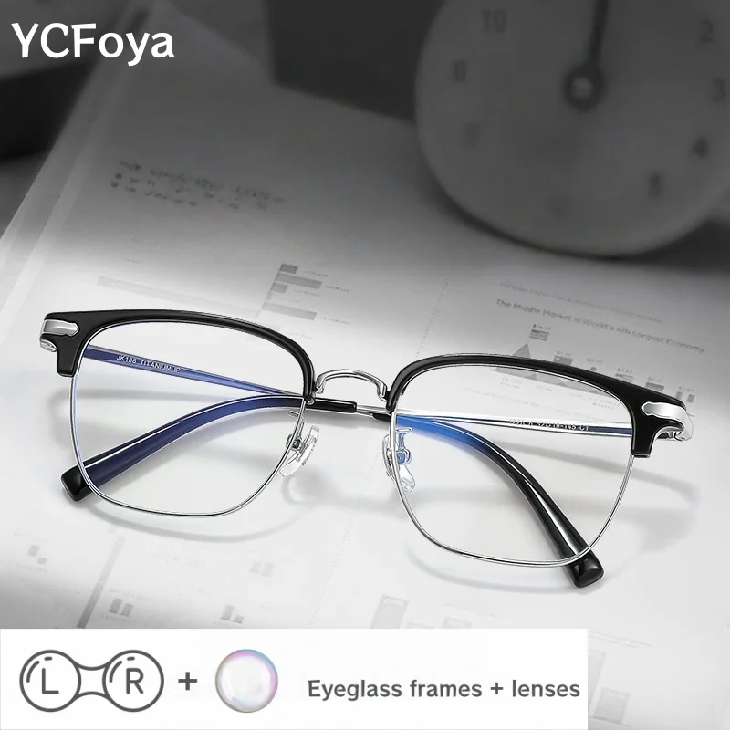 ycfoya-メンズ光学処方眼鏡レトロスクエアブルーライトブロック近視遠視プログレッシブ多焦点-122616