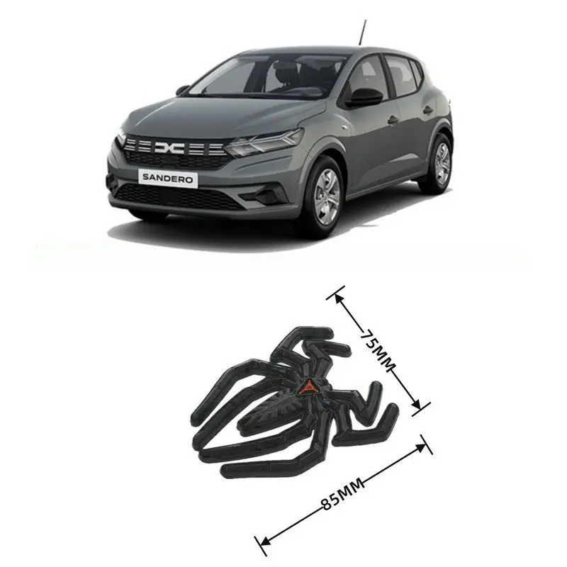 2pc 3D Metal Black Widow Spider Logo Car Sticker For DACIA DOKKER DUSTER LODGY LOGAN SANDERO SOLENZA