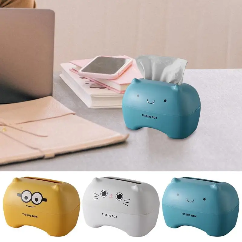 Cute Cartoon Cat Shape Desktop Tissue Storage Box Napkin Holder Paper Dispenser Home Toilet Car Tissue Case Handkerchief Box