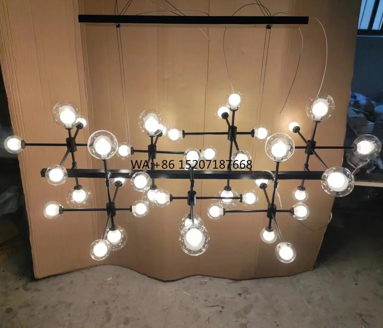 Best-Selling Cream Color Multi-Head Bubble  Light for Living Dining Bedroom Fashionable Square  for Hotel Use