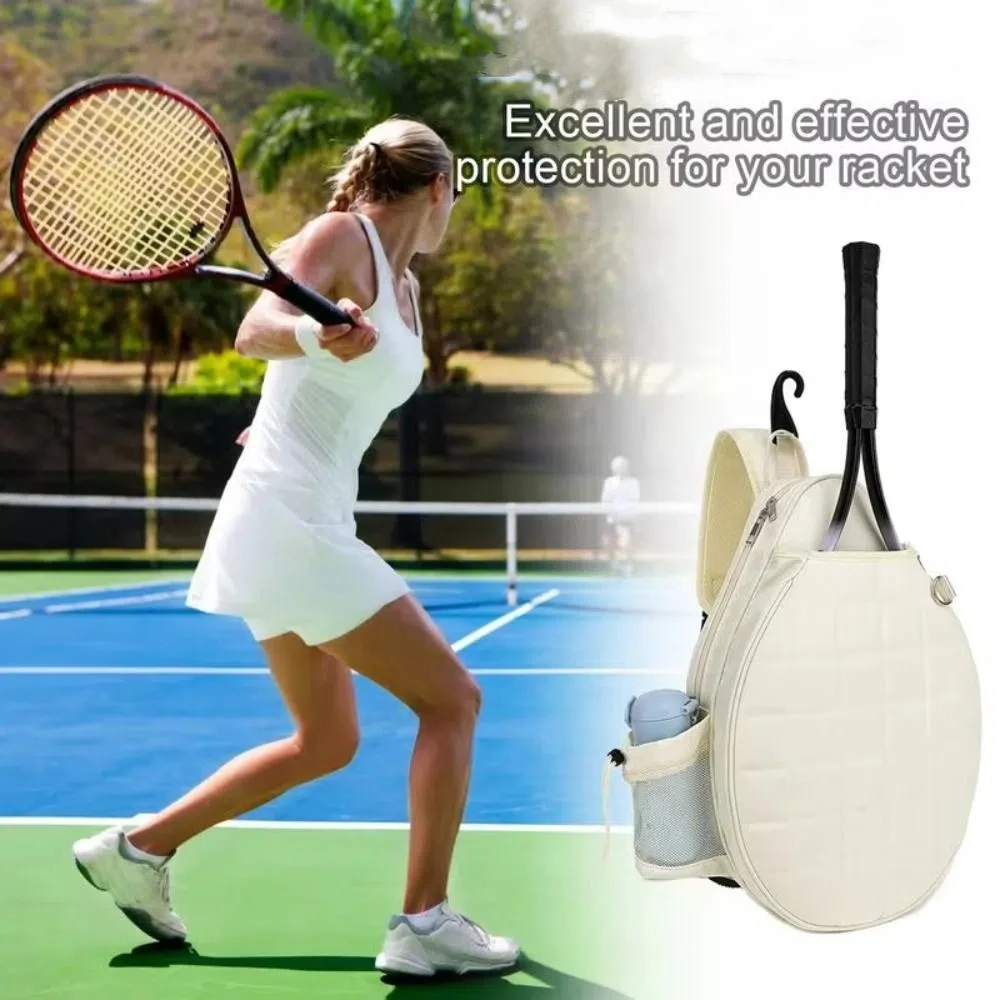 Crossbody Tennis Racket Bag Adjustable with Water Bottle Holder Tennis Crossbody Bag Pure Color Large Capacity