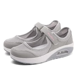 Women Fashion Breathable Mesh Platform Sneakers Summer Outdoor Wedge Sport Shoes Comfort Travel Air Cushion Casual Shoes Mujer