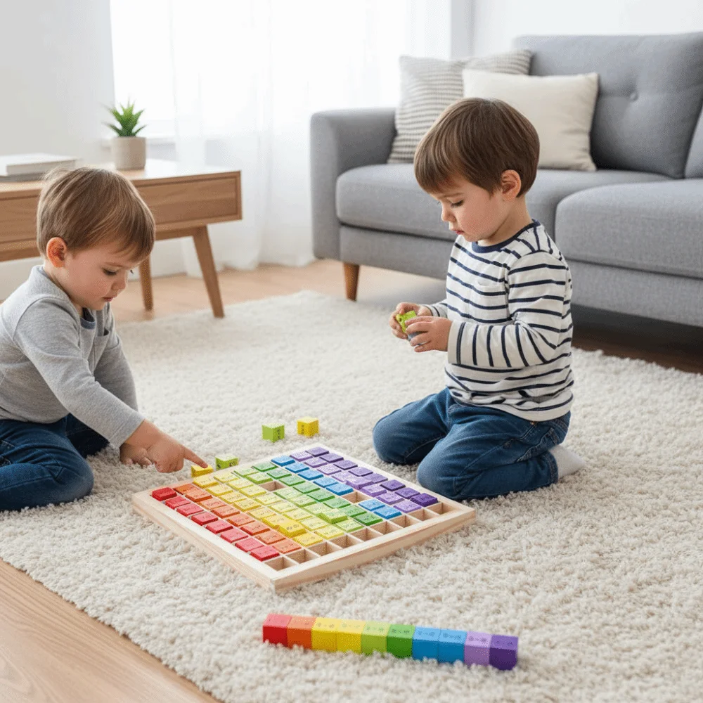 Zählblöcke, Multiplikationstabelle, interaktive Gehirnverstärkung, Arithmetik-Lehrmittel, buntes Holz