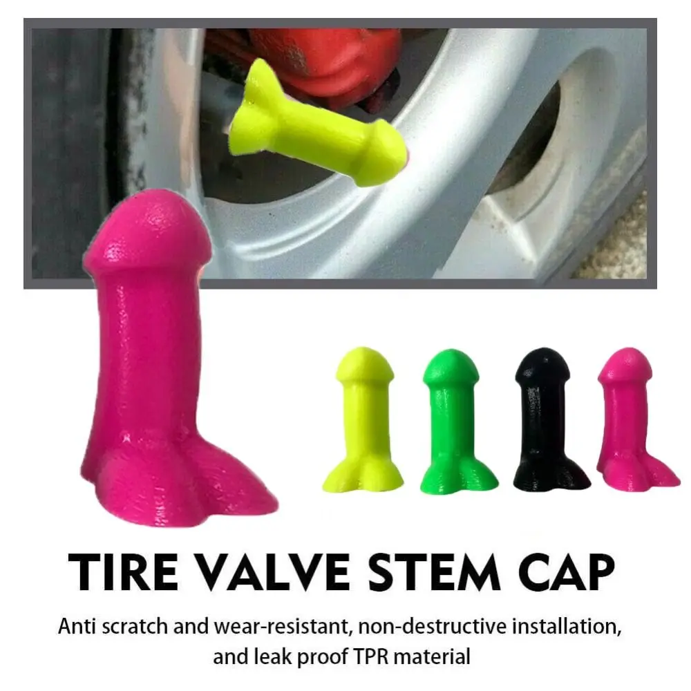 4 Pcs Funny Valve Stem Caps Dust-Proof Valve Caps Funny Prank-Gag Novelty Spoof Tire Caps for Vehicles and Motorcycles