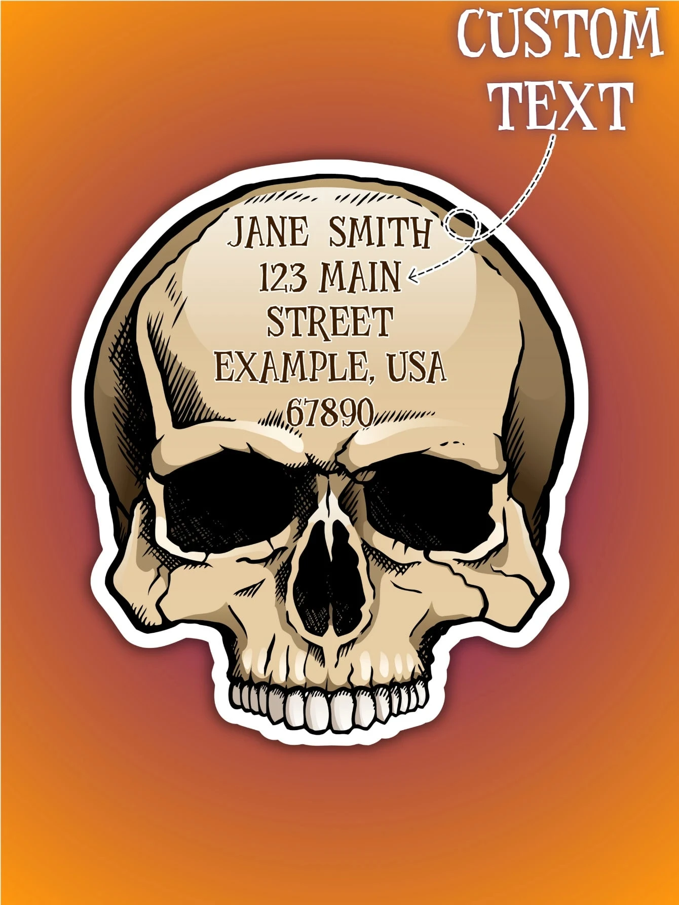 Etichette per indirizzi personalizzate 6 * 6,8 cm, adesivi per indirizzi a forma di teschio spettrale da 3-40 pezzi, adesivi postali personalizzati per il ritorno di Halloween