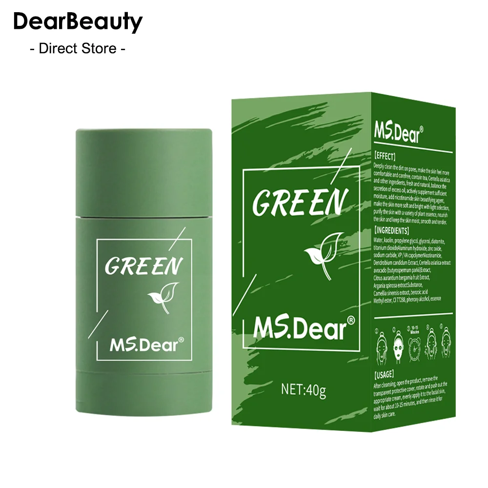 Face Clean Mask Green Tea Cleansing Stick Mask Smear Solid Cleansing Mask Deep Moisturizing Shrink Pores Blackhead Acne Film