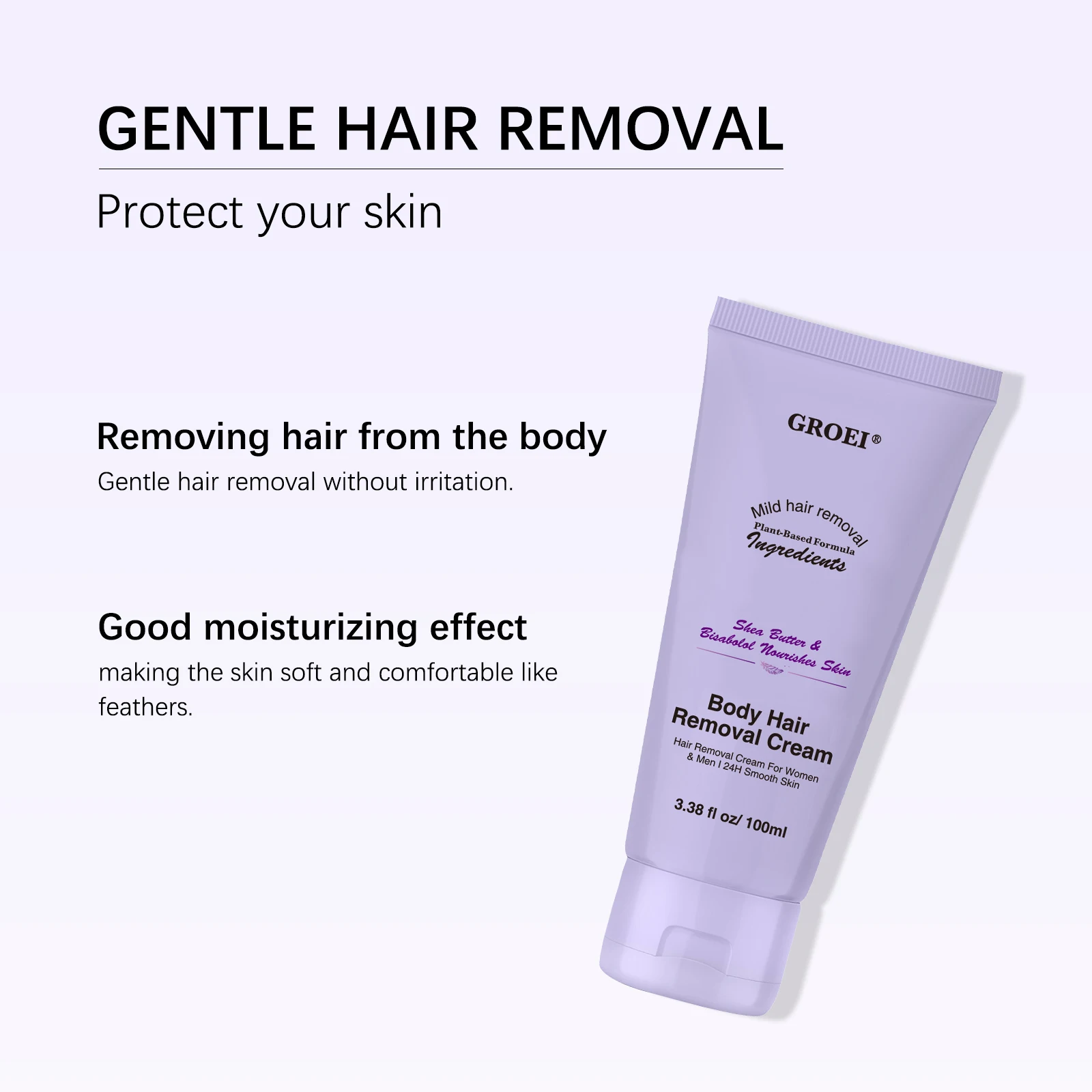 كريم إزالة شعر الجسم 100 مل - تركيبة نباتية لطيفة للنساء والرجال، بشرة ناعمة على مدار 24 ساعة مع زبدة الشيا والبيسابولول #4