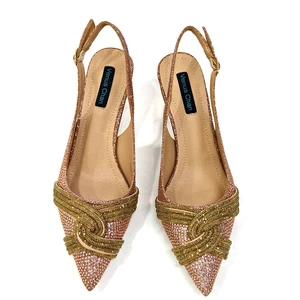 Venus Chan-Festa nigeriana para mulheres, sapatos e conjunto de bolsas, cor champanhe, bolsa strass, design italiano, casamento INS, 2021 8 principais vendas sapato feito de cristal - №5