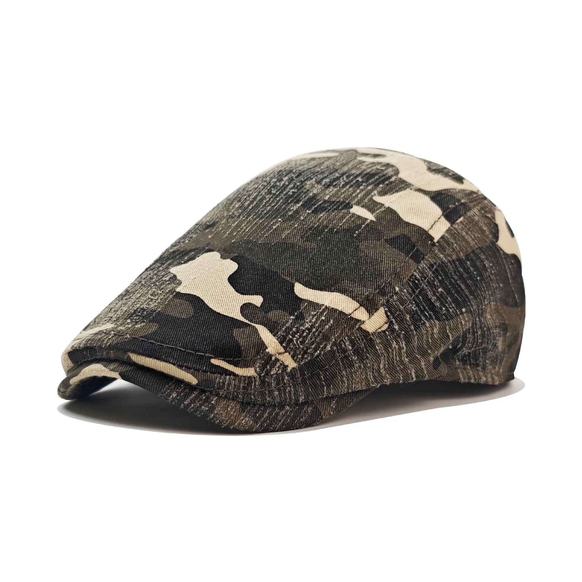 

2025 Retro Camouflage Beret Versatile Denim Pattern Men's and Women's Painter Cap Literary Leisure Small Face Forward Cap