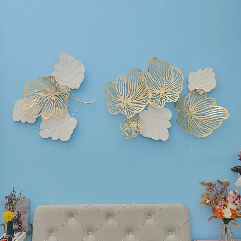 French Wrought Iron Ginkgo Biloba Wall Decoration Living Room Entrance Pendant Home Decor Cross Border One Piece Delivery