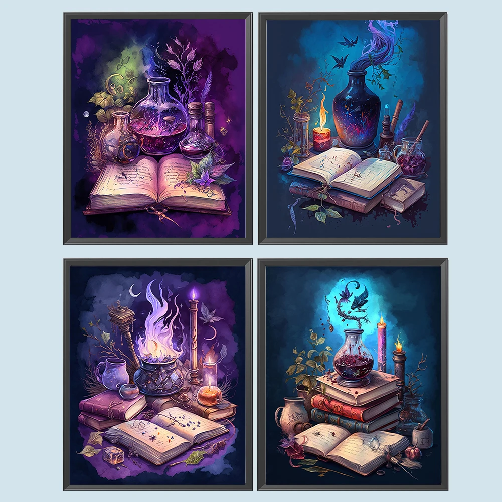 Kit de peinture par numéros sur toile, 4 pièces, bricolage, Art à l'huile, Potion magique, image 40x50cm
