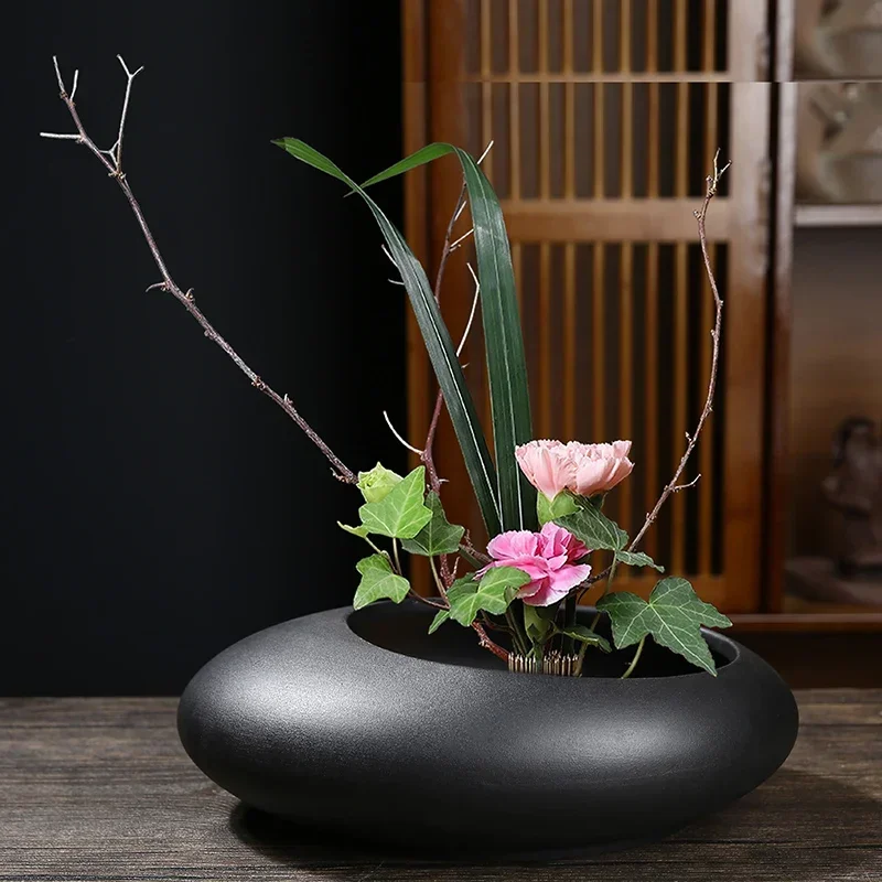 Chinese Style Flower Arrangement Ware Ceramic Flowerpot Flower Vase Bonsai Floral Accessories Jianshan Tool Home Decoration