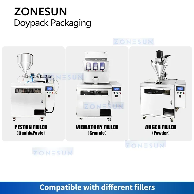 Máquina automática de llenado y sellado Zonesun, máquina envasadora de bolsas de gránulos de energía líquida, máquina envasadora Doypack ZS-FSB30