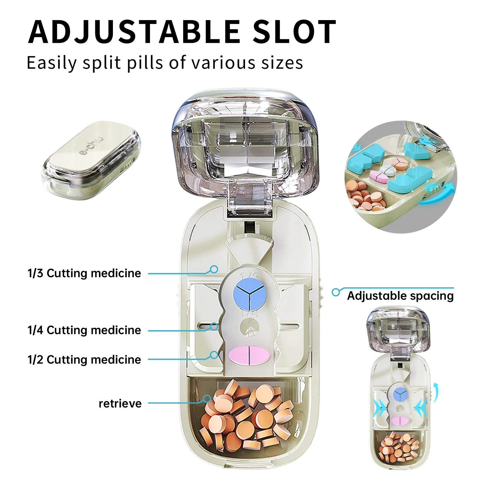 

Multifunctional Pill Cutter With Built In Pill Case Travel Friendly Medicine Box For Tablet Cutting And Daily Medication Storage