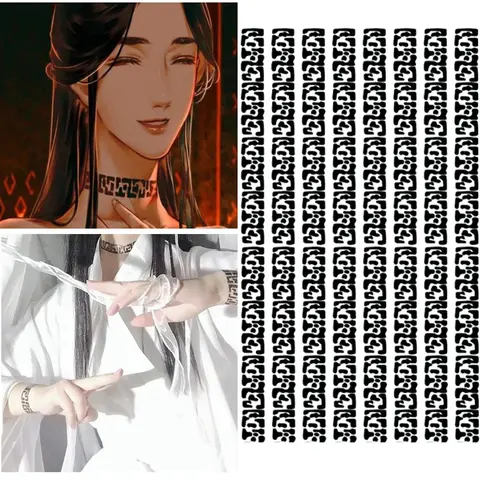 Anime Tian Guan Ci Fu Xie Lian 코스프레 문신 천국 공식 축복 방수 손목 목 임시 스티커 소품 액세서리